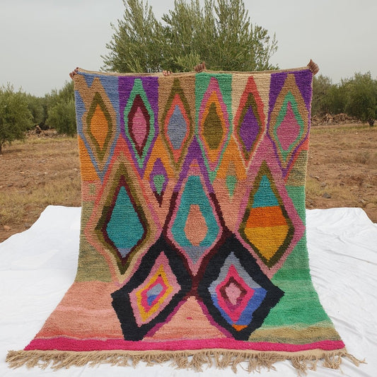 MOROCCAN BOUJAAD RUG | Moroccan Berber Rug | Colorful Moroccan Rug | Authentic Handmade Berber Bedroom Rugs | 9'6x6'6 Ft | 293x200 cm - OunizZ