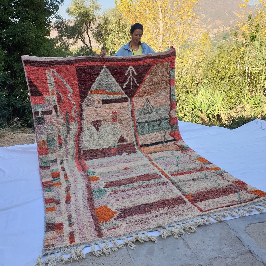 MOROCCAN BOUJAAD RUG | Moroccan Berber Rug | Colorful Rug Moroccan Carpet | Authentic Handmade Berber Bedroom Rug | 10'2x6'6 Ft | 310x200 cm - OunizZ