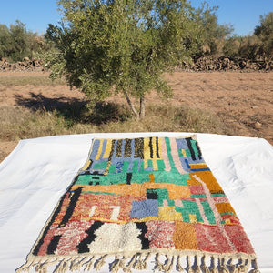 MOROCCAN BOUJAAD RUG | Moroccan Berber Rug | Colorful Rug Moroccan Carpet | Authentic Handmade Berber Bedroom Rug | 8'3x5'4 Ft | 2,53x1,65 m - OunizZ