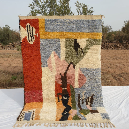 MOROCCAN BOUJAAD RUG | Moroccan Berber Rug | Colorful Rug Moroccan Carpet | Authentic Handmade Berber Bedroom Rug | 9'4x6'7 Ft | 2,88x2,03 m - OunizZ