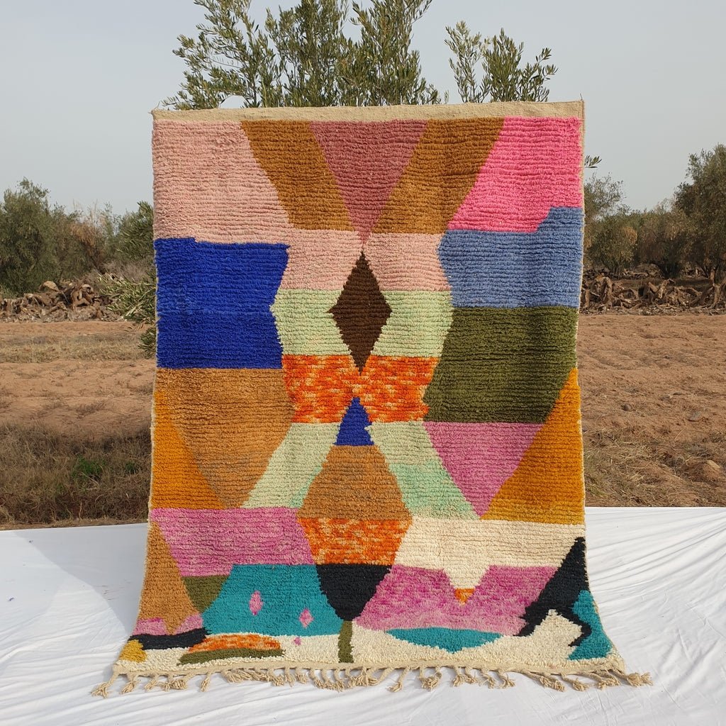 MOROCCAN BOUJAAD RUG | Moroccan Berber Rug | Colorful Rug Moroccan Carpet | Authentic Handmade Berber Bedroom Rug | 9x6'6 Ft | 2,75x2 m - OunizZ