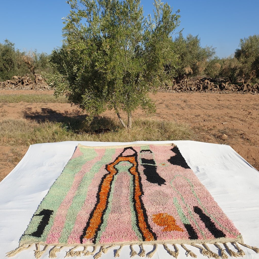 MOROCCAN BOUJAAD RUG | Moroccan Berber Rug | Colorful Rug Moroccan Carpet | Authentic Handmade Berber Bedroom Rugs | 10'2'7x6'7 Ft | 312x204 cm - OunizZ