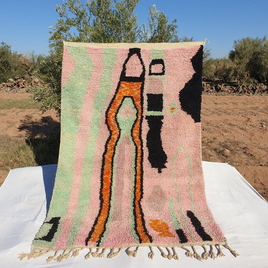 MOROCCAN BOUJAAD RUG | Moroccan Berber Rug | Colorful Rug Moroccan Carpet | Authentic Handmade Berber Bedroom Rugs | 10'2'7x6'7 Ft | 312x204 cm - OunizZ