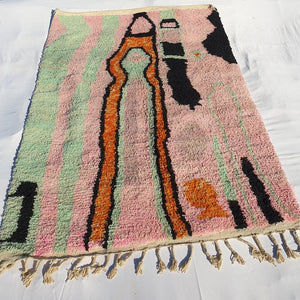 MOROCCAN BOUJAAD RUG | Moroccan Berber Rug | Colorful Rug Moroccan Carpet | Authentic Handmade Berber Bedroom Rugs | 10'2'7x6'7 Ft | 312x204 cm - OunizZ