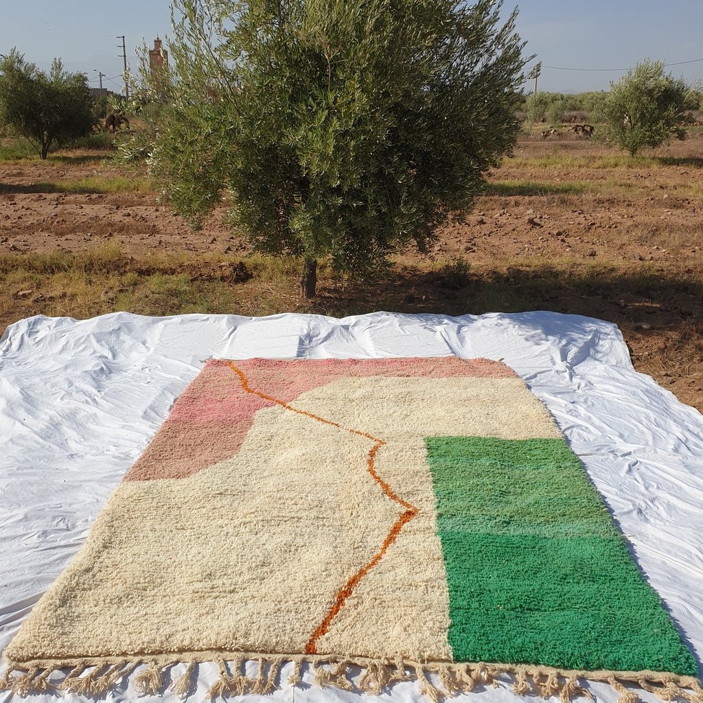 MOROCCAN BOUJAAD RUG | Moroccan Berber Rug | Colorful Rug Moroccan Carpet | Authentic Handmade Berber Bedroom Rugs | 10'5x7'1 Ft | 3,19x2,17 m - OunizZ