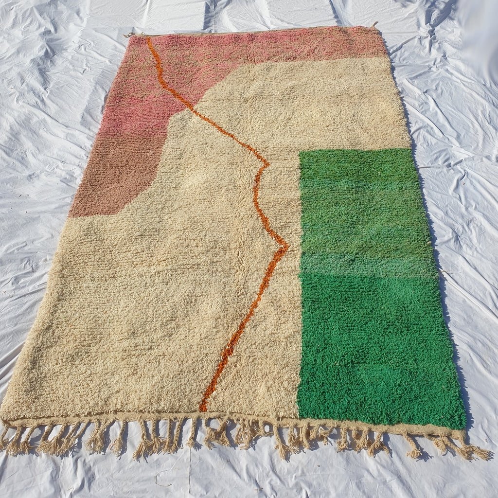 MOROCCAN BOUJAAD RUG | Moroccan Berber Rug | Colorful Rug Moroccan Carpet | Authentic Handmade Berber Bedroom Rugs | 10'5x7'1 Ft | 3,19x2,17 m - OunizZ