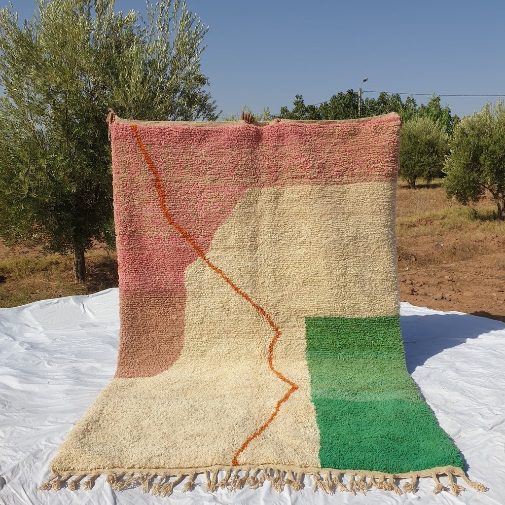 MOROCCAN BOUJAAD RUG | Moroccan Berber Rug | Colorful Rug Moroccan Carpet | Authentic Handmade Berber Bedroom Rugs | 10'5x7'1 Ft | 3,19x2,17 m - OunizZ