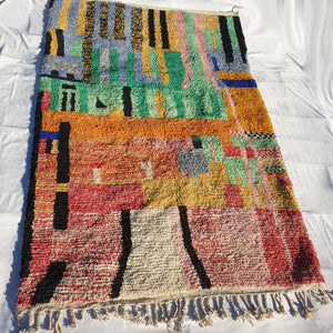 MOROCCAN BOUJAAD RUG | Moroccan Berber Rug | Colorful Rug Moroccan Carpet | Authentic Handmade Berber Bedroom Rugs | 10x6'8 Ft | 3x2 m - OunizZ