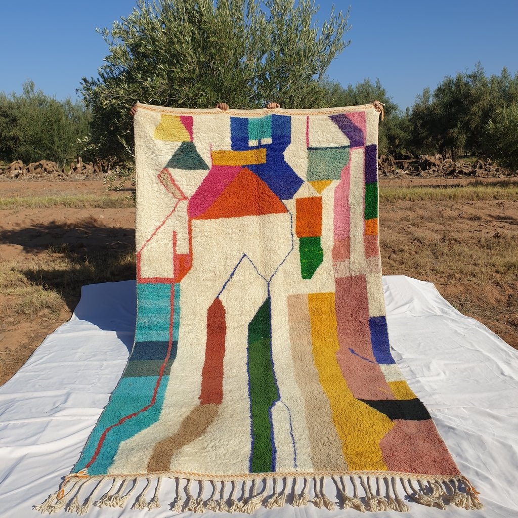 MOROCCAN BOUJAAD RUG | Moroccan Berber Rug | Colorful Rug Moroccan Carpet | Authentic Handmade Berber Bedroom Rugs | 11'7x6'6 Ft | 3,58x2,00 m - OunizZ