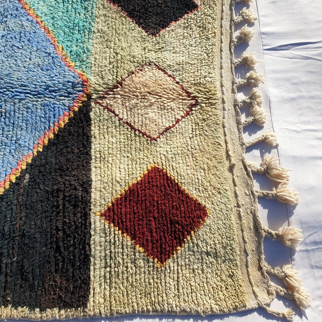 MOROCCAN BOUJAAD RUG | Moroccan Berber Rug | Colorful Rug Moroccan Carpet | Authentic Handmade Berber Bedroom Rugs | 7'5x5'9 Ft | 2,29x1,80 m - OunizZ