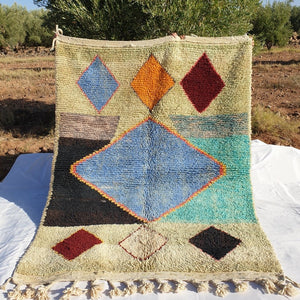MOROCCAN BOUJAAD RUG | Moroccan Berber Rug | Colorful Rug Moroccan Carpet | Authentic Handmade Berber Bedroom Rugs | 7'5x5'9 Ft | 2,29x1,80 m - OunizZ