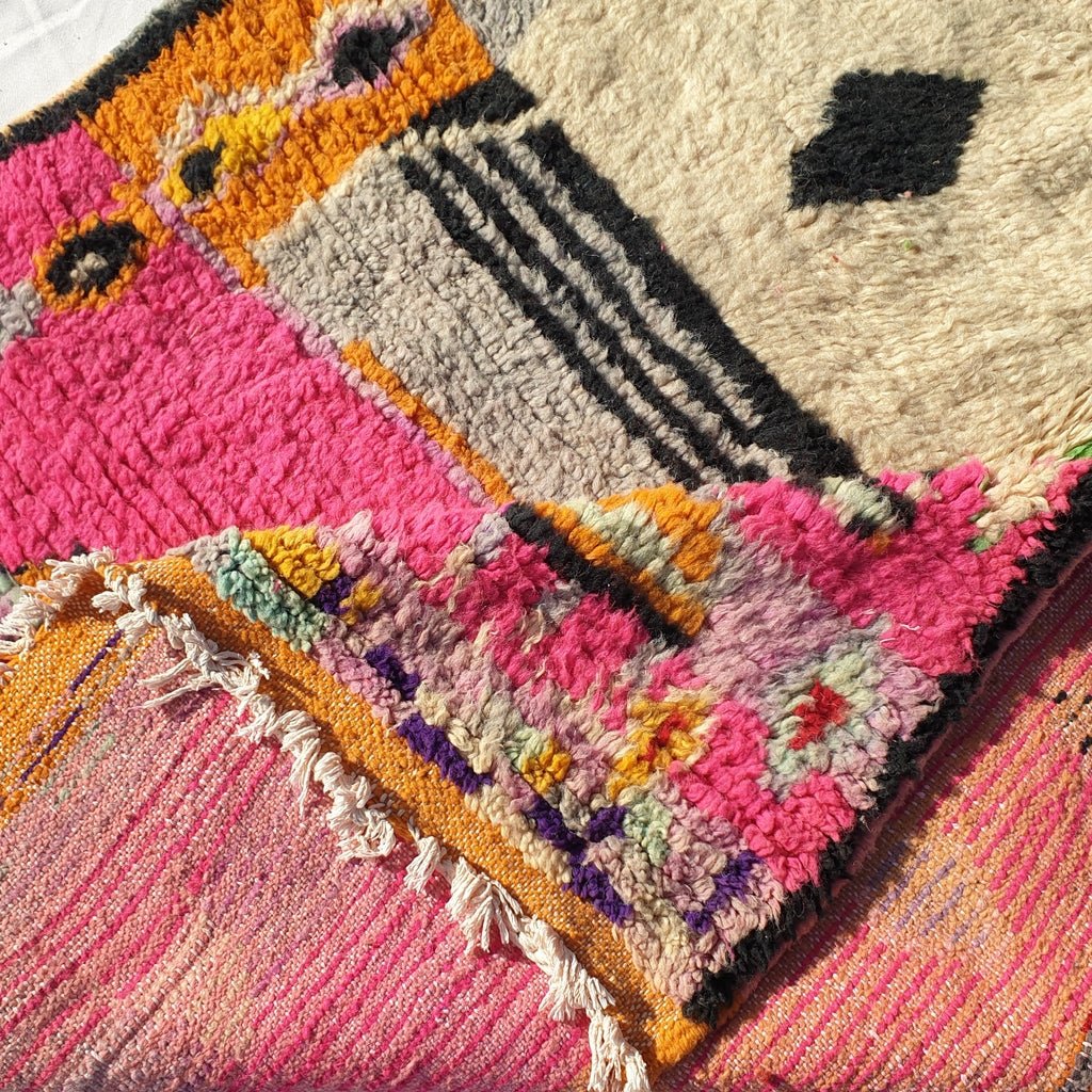 MOROCCAN BOUJAAD RUG | Moroccan Berber Rug | Colorful Rug Moroccan Carpet | Authentic Handmade Berber Bedroom Rugs | 7'9x4'9 Ft | 2,40x1,48 m - OunizZ