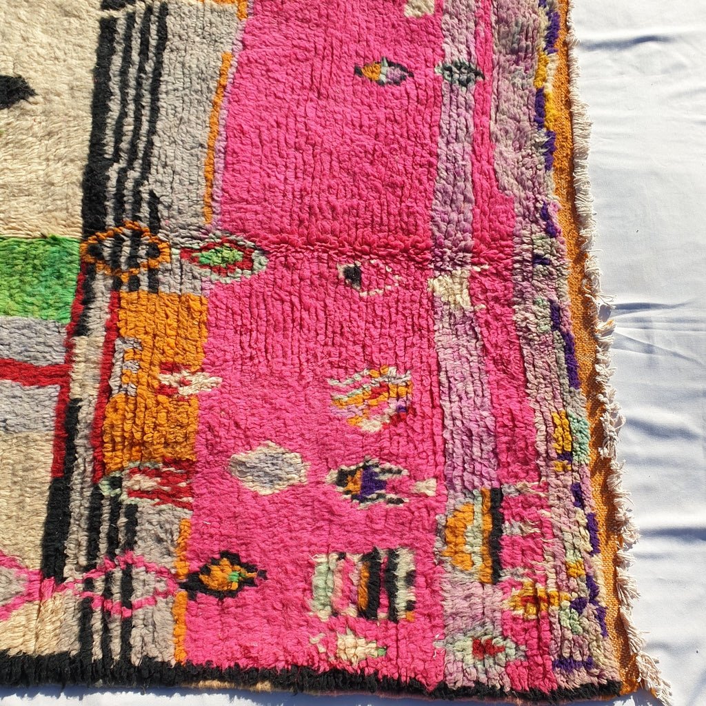 MOROCCAN BOUJAAD RUG | Moroccan Berber Rug | Colorful Rug Moroccan Carpet | Authentic Handmade Berber Bedroom Rugs | 7'9x4'9 Ft | 2,40x1,48 m - OunizZ