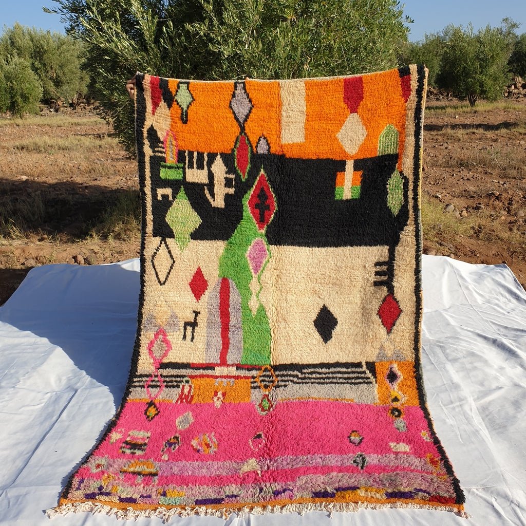 MOROCCAN BOUJAAD RUG | Moroccan Berber Rug | Colorful Rug Moroccan Carpet | Authentic Handmade Berber Bedroom Rugs | 7'9x4'9 Ft | 2,40x1,48 m - OunizZ