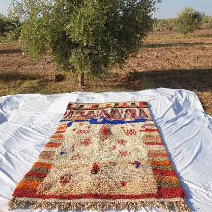 MOROCCAN BOUJAAD RUG | Moroccan Berber Rug | Colorful Rug Moroccan Carpet | Authentic Handmade Berber Bedroom Rugs | 8'3x5' Ft | 2,53x1,54 m - OunizZ