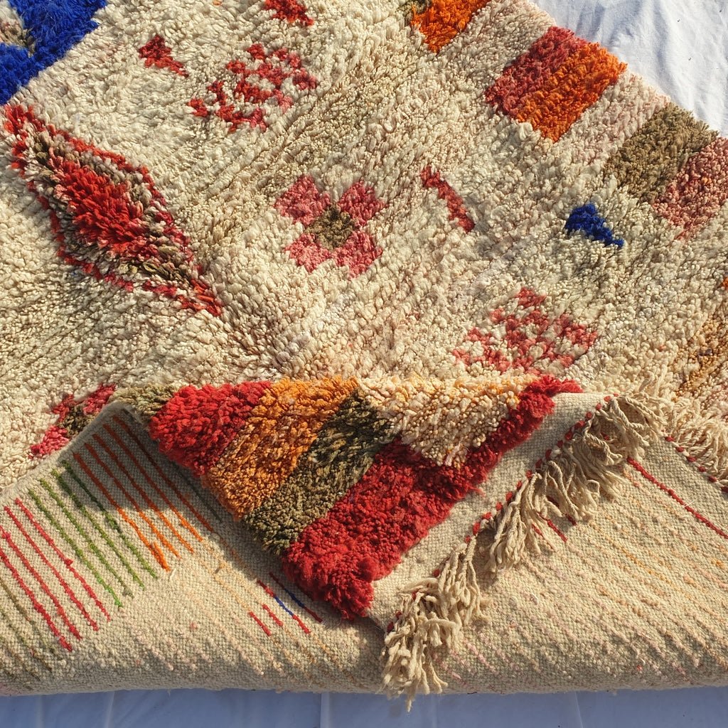 MOROCCAN BOUJAAD RUG | Moroccan Berber Rug | Colorful Rug Moroccan Carpet | Authentic Handmade Berber Bedroom Rugs | 8'3x5' Ft | 2,53x1,54 m - OunizZ