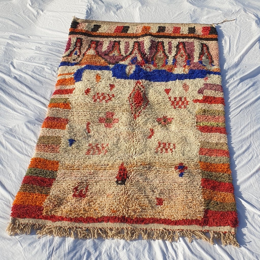 MOROCCAN BOUJAAD RUG | Moroccan Berber Rug | Colorful Rug Moroccan Carpet | Authentic Handmade Berber Bedroom Rugs | 8'3x5' Ft | 2,53x1,54 m - OunizZ
