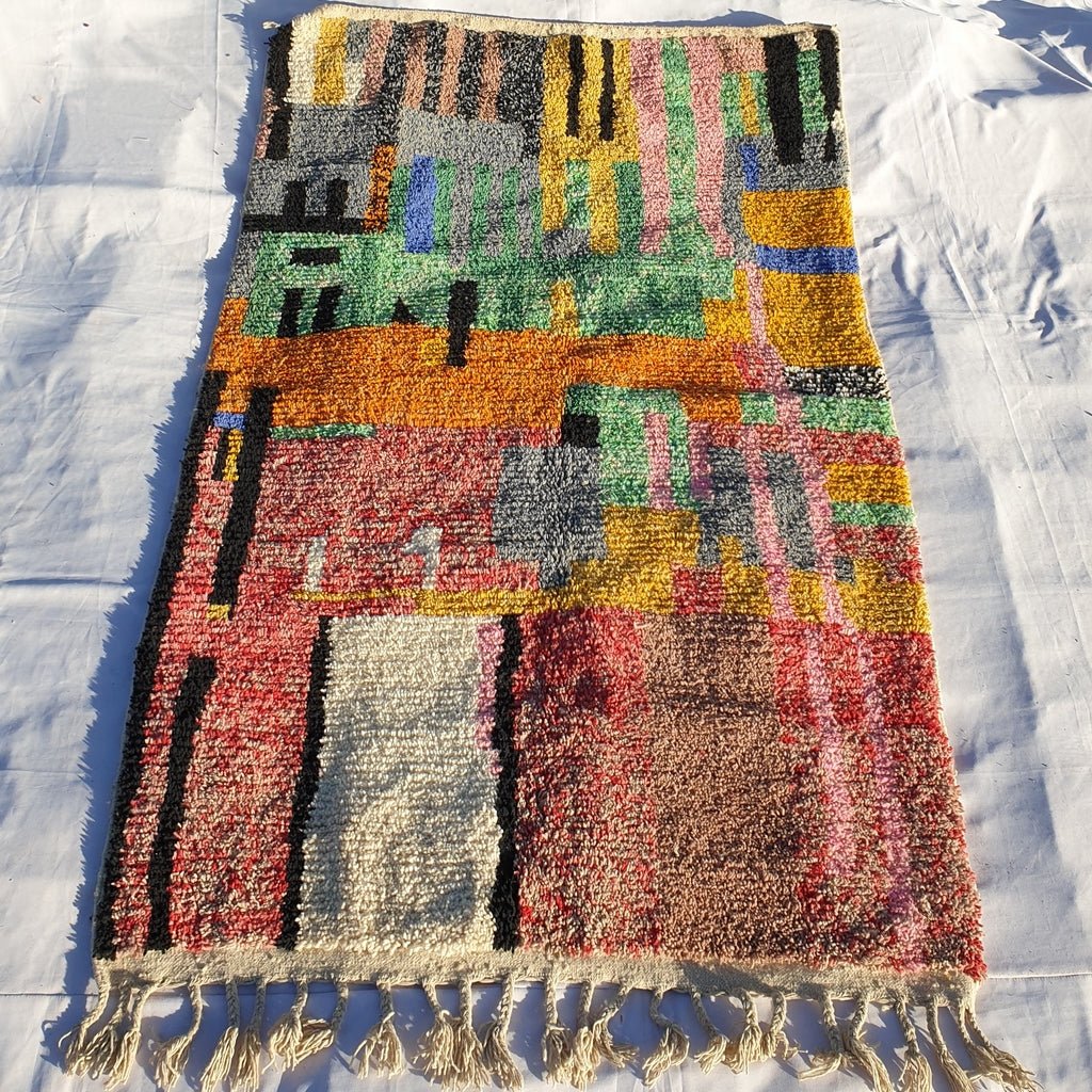 MOROCCAN BOUJAAD RUG | Moroccan Berber Rug | Colorful Rug Moroccan Carpet | Authentic Handmade Berber Bedroom Rugs | 8'3x5'2 Ft | 2,53x1,60 m - OunizZ