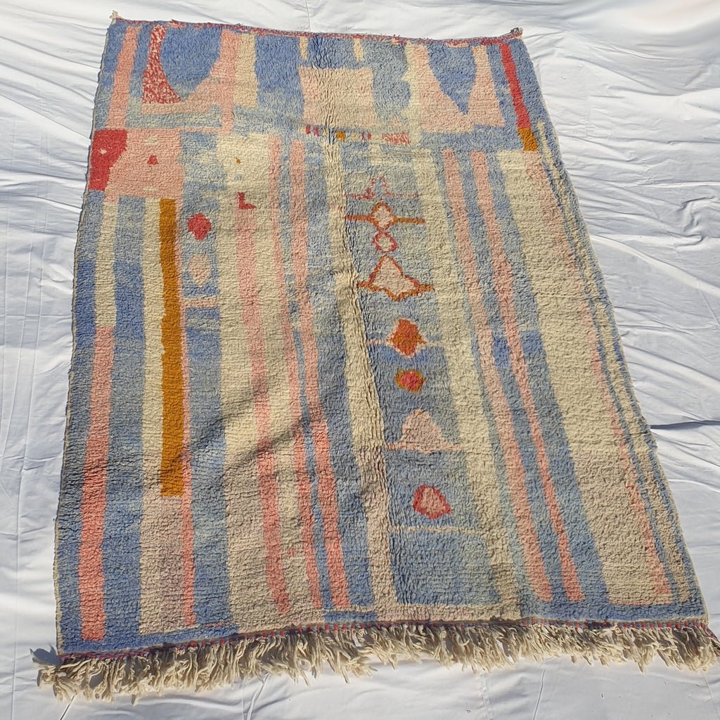 MOROCCAN BOUJAAD RUG | Moroccan Berber Rug | Colorful Rug Moroccan Carpet | Authentic Handmade Berber Bedroom Rugs | 8'3x5'9 Ft | 2,54x1,81 m - OunizZ