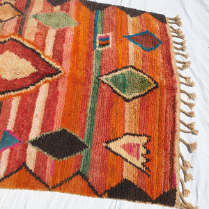 MOROCCAN BOUJAAD RUG | Moroccan Berber Rug | Colorful Rug Moroccan Carpet | Authentic Handmade Berber Bedroom Rugs | 8'5x5'1 Ft | 2,6x1,56 m - OunizZ