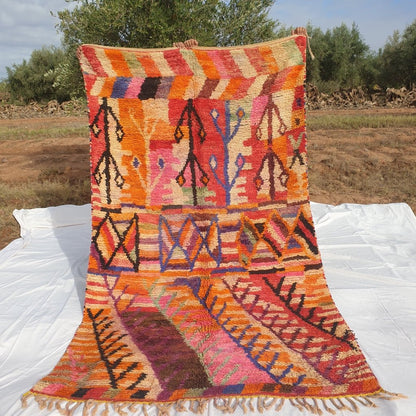 MOROCCAN BOUJAAD RUG | Moroccan Berber Rug | Colorful Rug Moroccan Carpet | Authentic Handmade Berber Bedroom Rugs | 9'1x5'3 Ft | 2,77x1,61 m - OunizZ