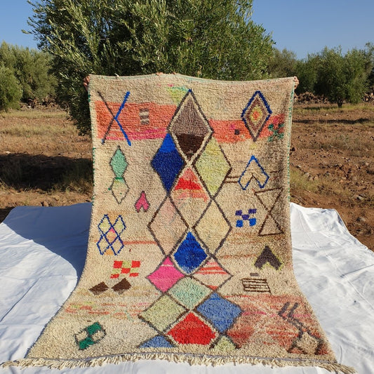 MOROCCAN BOUJAAD RUG | Moroccan Berber Rug | Colorful Rug Moroccan Carpet | Authentic Handmade Berber Bedroom Rugs | 9'2x5'6 Ft | 2,81x1,70 m - OunizZ