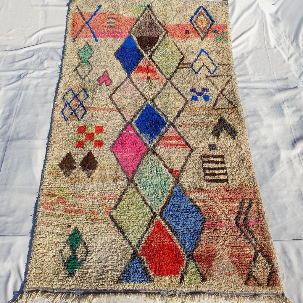 MOROCCAN BOUJAAD RUG | Moroccan Berber Rug | Colorful Rug Moroccan Carpet | Authentic Handmade Berber Bedroom Rugs | 9'2x5'6 Ft | 2,81x1,70 m - OunizZ