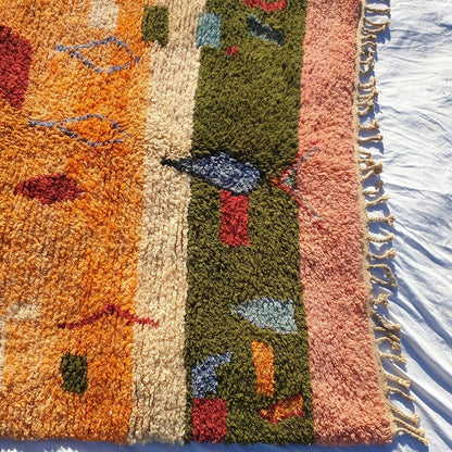 MOROCCAN BOUJAAD RUG | Moroccan Berber Rug | Colorful Rug Moroccan Carpet | Authentic Handmade Berber Bedroom Rugs | 9'4x5'6 Ft | 2,85x1,72m - OunizZ