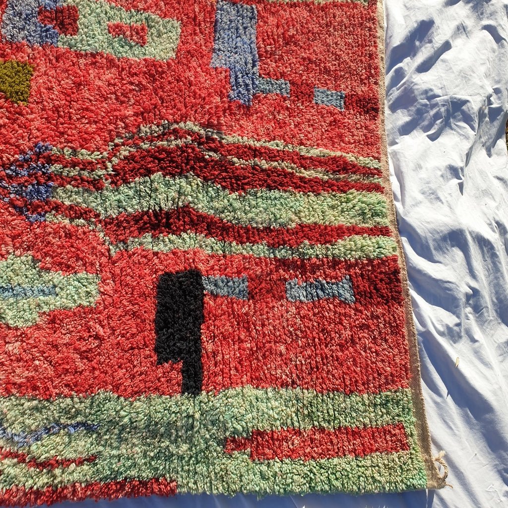 MOROCCAN BOUJAAD RUG | Moroccan Berber Rug | Colorful Rug Moroccan Carpet | Authentic Handmade Berber Bedroom Rugs | 9'4x5'6 Ft | 2,85x1,72m - OunizZ