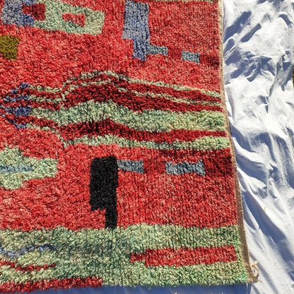 MOROCCAN BOUJAAD RUG | Moroccan Berber Rug | Colorful Rug Moroccan Carpet | Authentic Handmade Berber Bedroom Rugs | 9'4x5'6 Ft | 2,85x1,72m - OunizZ