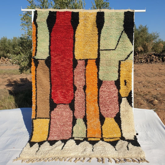 MOROCCAN BOUJAAD RUG | Moroccan Berber Rug | Colorful Rug Moroccan Carpet | Authentic Handmade Berber Bedroom Rugs | 9'6x6'2 Ft | 293x188 cm - OunizZ
