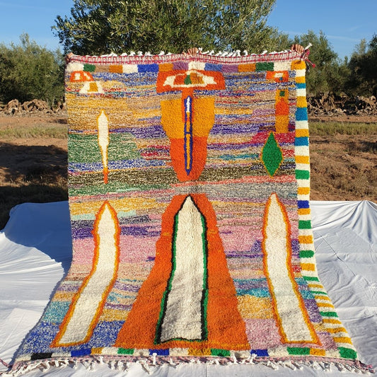 MOROCCAN BOUJAAD RUG | Moroccan Berber Rug | Colorful Rug Moroccan Carpet | Authentic Handmade Berber Bedroom Rugs | 9'6x6'4 Ft | 293x194 cm - OunizZ