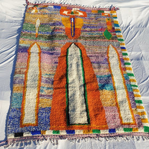 MOROCCAN BOUJAAD RUG | Moroccan Berber Rug | Colorful Rug Moroccan Carpet | Authentic Handmade Berber Bedroom Rugs | 9'6x6'4 Ft | 293x194 cm - OunizZ