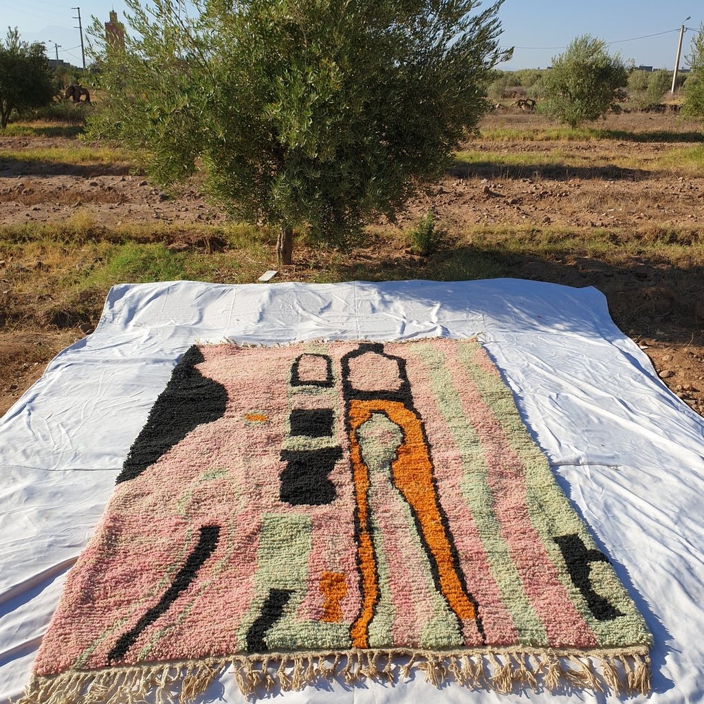 MOROCCAN BOUJAAD RUG | Moroccan Berber Rug | Colorful Rug Moroccan Carpet | Authentic Handmade Berber Bedroom Rugs | 9'7x6'4 Ft | 3x2 m - OunizZ