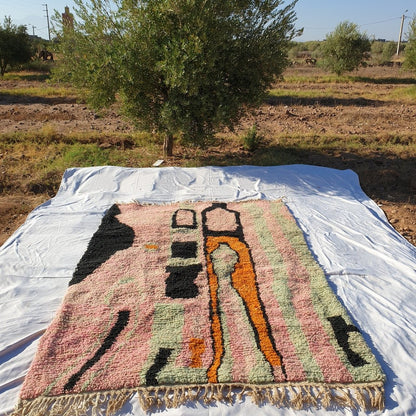 MOROCCAN BOUJAAD RUG | Moroccan Berber Rug | Colorful Rug Moroccan Carpet | Authentic Handmade Berber Bedroom Rugs | 9'7x6'4 Ft | 3x2 m - OunizZ
