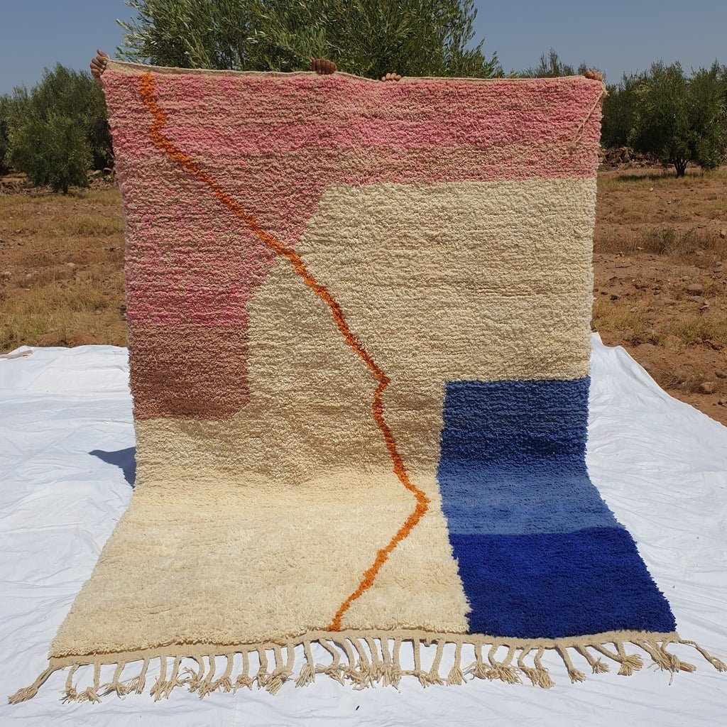 MOROCCAN BOUJAAD RUG | Moroccan Berber Rug | Colorful Rug Moroccan Carpet | Authentic Handmade Berber Bedroom Rugs | 9'7x6'7 Ft | 2,95x2,05 m - OunizZ