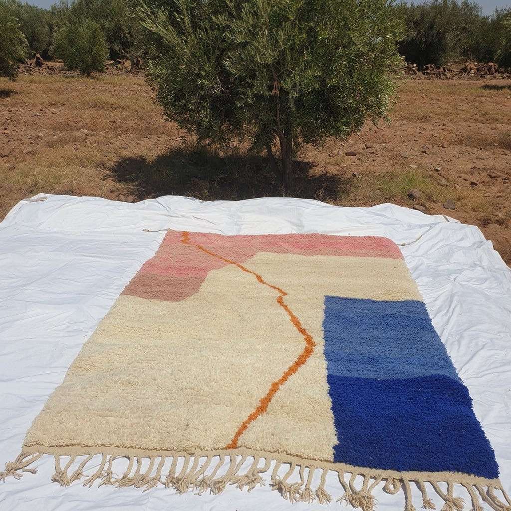 MOROCCAN BOUJAAD RUG | Moroccan Berber Rug | Colorful Rug Moroccan Carpet | Authentic Handmade Berber Bedroom Rugs | 9'7x6'7 Ft | 2,95x2,05 m - OunizZ