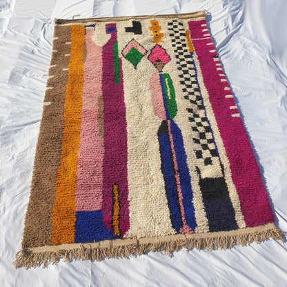 MOROCCAN BOUJAAD RUG | Moroccan Berber Rug | Colorful Rug Moroccan Carpet | Authentic Handmade Berber Bedroom Rugs | 9'8x6'6 Ft | 3x2 m - OunizZ