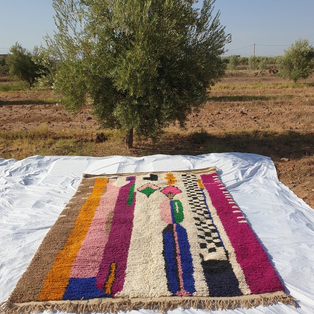 MOROCCAN BOUJAAD RUG | Moroccan Berber Rug | Colorful Rug Moroccan Carpet | Authentic Handmade Berber Bedroom Rugs | 9'8x6'6 Ft | 3x2 m - OunizZ