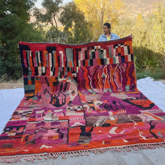 MOROCCAN BOUJAAD RUG | Moroccan Berber Rug | Colorful Rug Moroccan Carpet | Authentic Handmade Berber Living room Rug | 12'5x9'7 Ft | 4x3 m - OunizZ