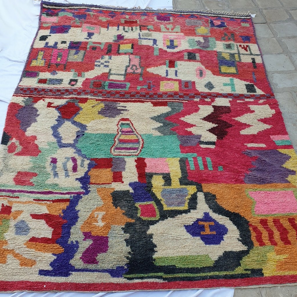 MOROCCAN BOUJAAD RUG | Moroccan Berber Rug | Colorful Rug Moroccan Carpet | Authentic Handmade Berber Living room Rug | 13x10 Ft | 4x3 m - OunizZ