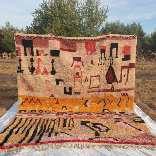 MOROCCAN BOUJAAD RUG | Moroccan Berber Rug | Colorful Rug Moroccan Carpet | Authentic Handmade Berber Living room Rugs | 13'6x10'3 Ft | 4,14x3,14 m - OunizZ