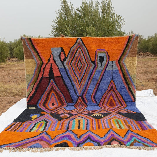 MOROCCAN BOUJAAD RUG | Moroccan Berber Rug | Colorful Rug Moroccan Carpet | Authentic Handmade Berber Living room Rugs | 13x9'6 Ft | 4x3 m - OunizZ