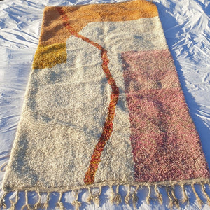MOROCCAN BOUJAAD RUG | Moroccan Berber Rug | Orange & Pink Rug Moroccan Carpet | Authentic Handmade Berber Bedroom Rugs | 10'3x6'6 Ft | 3,13x2,00 m - OunizZ