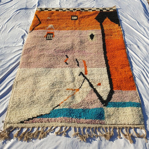 MOROCCAN BOUJAAD RUG | Moroccan Berber Rug | Orange & Pink Rug Moroccan Carpet | Authentic Handmade Berber Bedroom Rugs | 10x6'4 Ft | 3x2 m - OunizZ
