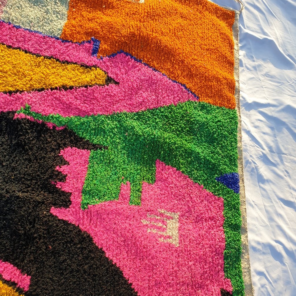 MOROCCAN BOUJAAD RUG | Moroccan Berber Rug | Orange & Pink Rug Moroccan Carpet | Authentic Handmade Berber Bedroom Rugs | 10x6'9 Ft | 3,06x2,09 m - OunizZ