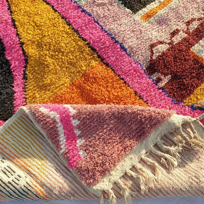 MOROCCAN BOUJAAD RUG | Moroccan Berber Rug | Orange & Pink Rug Moroccan Carpet | Authentic Handmade Berber Bedroom Rugs | 10x6'9 Ft | 3,06x2,09 m - OunizZ