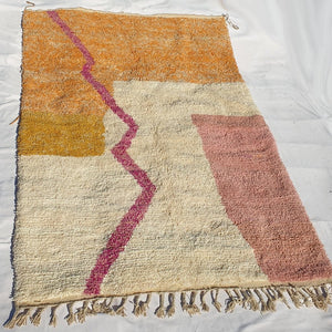 MOROCCAN BOUJAAD RUG | Moroccan Berber Rug | Orange & Pink Rug Moroccan Carpet | Authentic Handmade Berber Bedroom Rugs | 9'6x6'5 Ft | 2,94x1,98 m - OunizZ