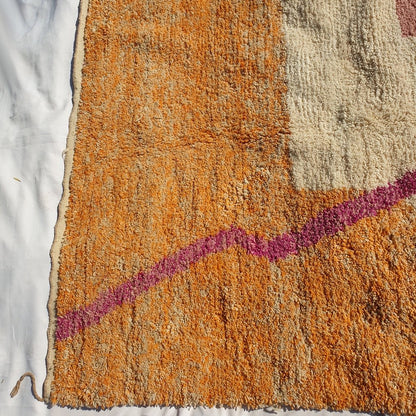 MOROCCAN BOUJAAD RUG | Moroccan Berber Rug | Orange & Pink Rug Moroccan Carpet | Authentic Handmade Berber Bedroom Rugs | 9'6x6'5 Ft | 2,94x1,98 m - OunizZ
