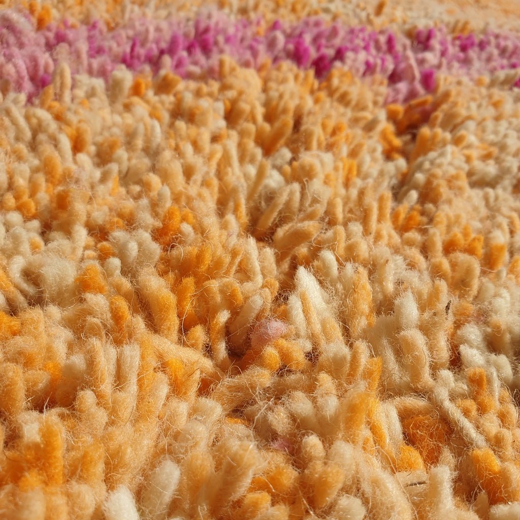 MOROCCAN BOUJAAD RUG | Moroccan Berber Rug | Orange & Pink Rug Moroccan Carpet | Authentic Handmade Berber Bedroom Rugs | 9'6x6'5 Ft | 2,94x1,98 m - OunizZ